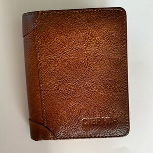 Ciephia leather RFID blocking trifold wallet Brown 2 windows 9 slots 2 bill slot